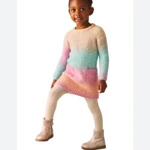 Next Kids Rainbow Boucle Jumper Dress Size 4T